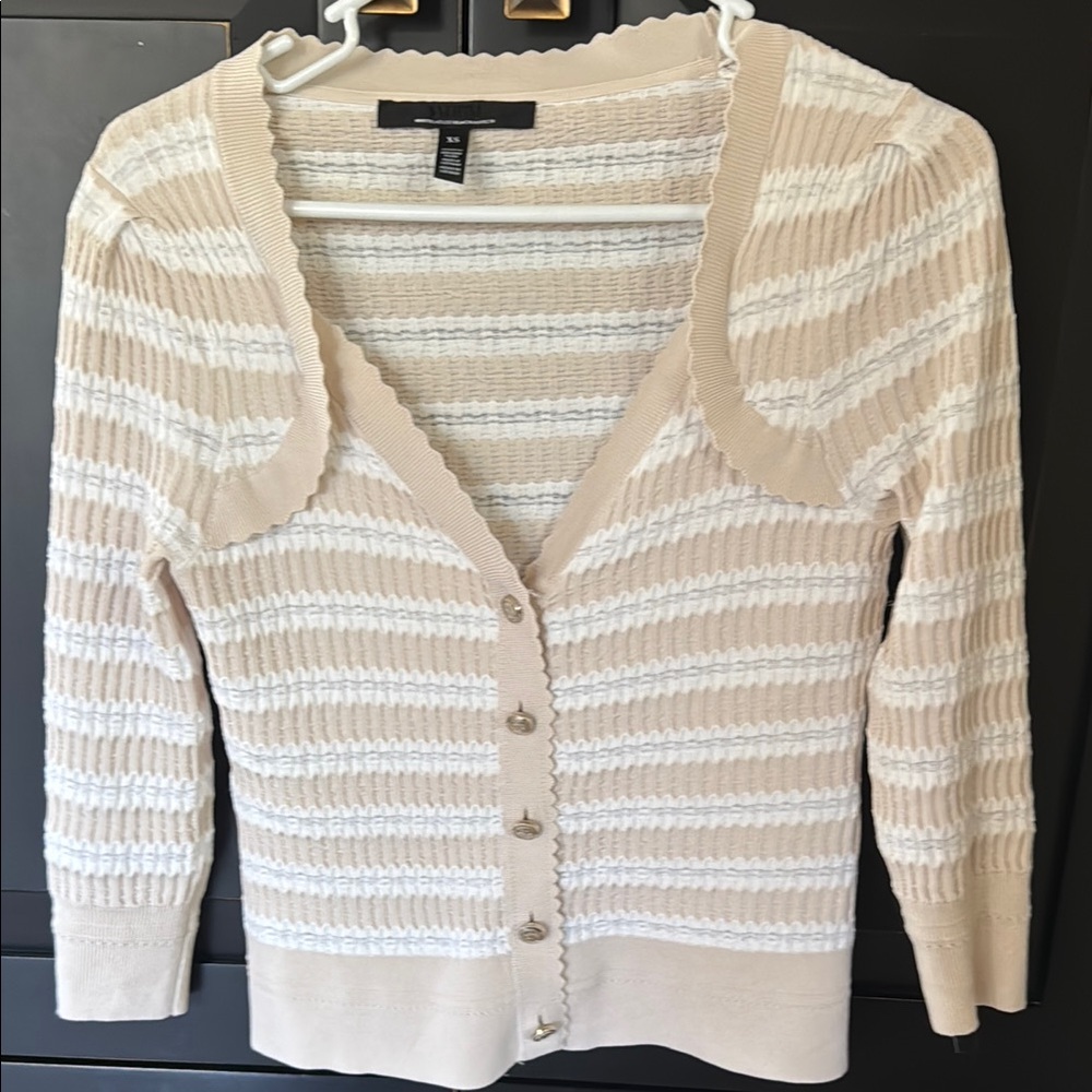 White House Black Market Women's Cream Cardigan Sweater